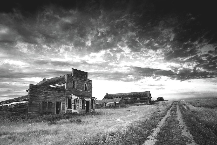 Prairie Ghost Town In Black And White by Imaginegolf